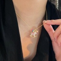 wholesale S925 Sterling Silver Drip Glaze Versatile Pony Collarbone Necklace, Fresh and Light Luxury Style, Korean Version New-Pure silver (silver)