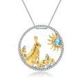 wholesale 925 silver Chinese-style pendant with zodiac series jade rabbit and natural gemstone necklace pendant-0-0