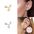 wholesale S925 Sterling Silver Single Arrow Diamond Piercing Earring, Trendy European and American Style Ins Threaded Stud Earring-0-3