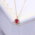 wholesale Metal: S925 silver gold-plated Dunli Jewelry Retro geometric red corundum necklace, luxurious and elegant-0-0