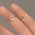 wholesale Golden S925 Silver Moissanite Cluster Ring with Six-Prong Setting and Combination of Side Stones, Trendy Stackable Design for Women, Best-Selling-0-3