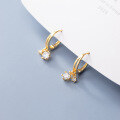 wholesale S925 Sterling Silver Minimalist Diamond-Studded Round Ear Clips, Adorable Mini Sparkling Drop Diamond, Niche Trendy Earrings for Women, G8894-0-0