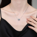 925 Silver Cross-Border Europe-US Heart Necklace, 1ct Moissanite, Wholesale Valentine's Gift-0-2