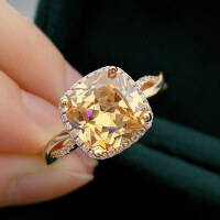 wholesale Silver Rose Gold Plated, ZHUOZHIFAN Jewelry European and American Amazon-R015 Rose Gold Champagne Diamond Size 7