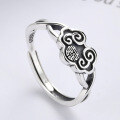 wholesale S925 Sterling Silver Auspicious Clouds Retro Exquisite Ethnic Style Meaningful Open Adjustable Ring for Women-0-1