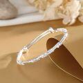 wholesale 999 sterling silver flourishing flower silver bracelet for women, solid silver adjustable mother's style silver bangle as Mother's Day gift-0-2