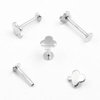 wholesale S925 Silver Matte Floral Flat Back Threaded Ear Stud Ear Cartilage Piercing Wholesale Manufacturer-Platinum 1.3X6MM