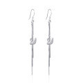 wholesale S925 Sterling Silver Minimalist Small Swan Earrings with Long Tassels, Simple and Elegant-0-4