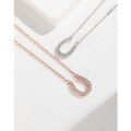 wholesale 925 Sterling Silver Horse Shoe U-shaped Necklace for Women, Minimalist and Versatile Small Design Full Diamond Pendant High-end Sense Collarbone Chain-0-2
