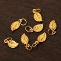 wholesale S925 Sterling Silver Gilded Gold Leaf Pendant Drop DIY Bracelet Cord Jewelry Accessories-0-0