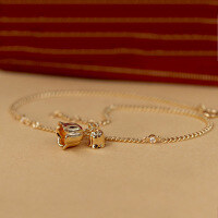 wholesale S925 Sterling Silver New Red Elk Lily of the Valley Bracelet Anklet, Luxury Minimalist Retro Everyday Women's Trendy-BS0216-Gold 925 Silver