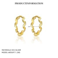 wholesale S925 Sterling Silver Tarot Card Heart Necklace Set, European-style Butterfly Ring, Cross-border Best-selling Earrings For Women-E4881_18K yellow plated_10mm_pair 925 silver