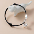 wholesale 999 Silver Exquisitely Simple Maneki-neko Kitten Star Light Bead Adjustable Bracelet S7396-0-4