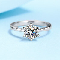 wholesale 925 Sterling Silver Women's Six-Prong D Color 1 Carat 2 Carat Moissanite Ring Engagement Gift for Girlfriend Wedding Ring-4mm zircon 13