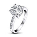 wholesale [S925 Sterling Silver Ring] French Audrey Hepburn Style Luxury 5-Carat Cocktail Ring for Women, Exaggerated Design-0-26