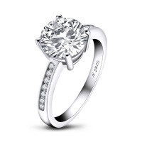 Sterling Silver S925 Classic Ladies' Shimmering Zirconia Proposal Ring, Final Sale.-V style [Clearance Sale with Free Shipping]  US size 6.5