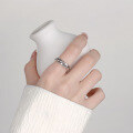 wholesale S925 Sterling Silver Retro Vintage Handwoven Ring with Geometric Lines Creative Adjustable Open Ring-0-3