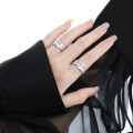 wholesale S925 sterling silver new-style textured micro-pave diamond ring for women, irregular open band with unique design-0-3