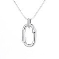 wholesale S925 Sterling Silver Geometric Irregular Oval Snake Chain Necklace, Personality Ins Design Pendant Choker-0-4