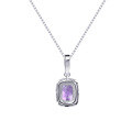 wholesale S925 Silver European and American Minimalist Fashion Natural Amethyst Pendant Necklace-0-1