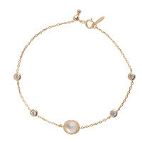 wholesale Gold-plated Sterling Silver, White Crystal, Mother-of-Pearl Bubble Bracelet, Korean Japanese Fashion Classic, Fresh and Elegant-Bubble White Crystal + White Shell Bracelet 925 Silver