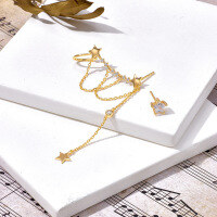 wholesale Gold-plated sterling silver with an irregular A/B design, chain tassels, and an ins-style lightweight luxury earring from the Dunli collection-Irregular AB earrings