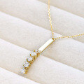 wholesale 9K Gold Japanese Spring Minimalist Luxury Style Line 5A Zircon Necklace-0-3