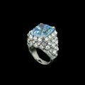 wholesale 925 Silver Gold Plated Ring with 16ct High Carbon Diamond, Aquamarine, Emerald Cut, Fish Scale Jewelry for Women-0-3