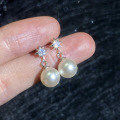 Sterling Silver Moissanite Shell Pearl Stud Earrings, New Fashion Luxury Wholesale-0-1