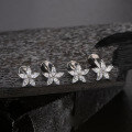 wholesale 925 Sterling Silver Piercing Helix Ear Stud With Zirconia And Flower Design, 18g Flat Back Threaded Earring-0-5