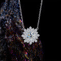 Sterling Silver Moissanite Sunflower Daisy Choker Necklace-0-1