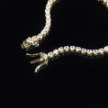 wholesale S925 Sterling Silver Gold Plated Light Luxury Moissanite 3mm Fully Tennis Bracelet Hip Hop Chain Cross-Border Ready to Ship-0-2