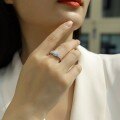 Sterling Silver S925 Light Luxury Closed Panyu Wholesale Cross-border Round Moissanite Women's Ring-0-1