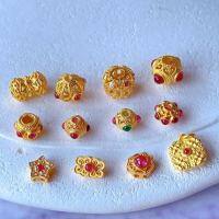 wholesale Gold-Plated S925 Silver Dragonfly Eye Spacer Beads DIY Bracelet Necklace Accessories Hollow Beads Hand Braiding Rope Accessories Earrings-3# one