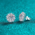 S925 Sterling Silver Moissanite Sunflower Stud Earrings, Elegant and Versatile-0-0