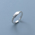 wholesale S925 Silver Nalan Women's Korean Style Small Smooth Ring Light Bead Rectangular Minimalist Tail Ring R00013-0-1