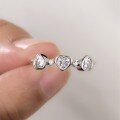 wholesale S925 Sterling Silver Heart-shaped Moissanite Three-stone Ring, Sweet Design, Women's Minimalist Style, Bestseller-0-2