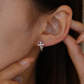 Silver-Plated Gold U-Shaped Hip Hop Cross Moissanite Ear Cuffs for Women-0-2