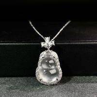 wholesale Silver-plated temple tourist attraction popular gourd necklace pendant women's collarbone chain high-ice jadeite jade factory direct-Water Jade-XL263-T (copper material)