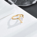 wholesale S925 Gold-Plated Diamond-Cut Moonstone Luxury Jewelry with Zircon Accents, Women's Ring-0-0