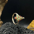 wholesale S925 sterling silver minimalist unique design Christmas tree ring gift band tail ring versatile daily wear-0-4