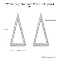 wholesale S925 Sterling Silver Cross-Border New Triangle Moissanite Earrings, Simple and Fashionable Geometric Hollow-Out Earrings for Women-Platinum