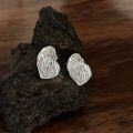 wholesale S925 Sterling Silver Textured Irregular Stud Earrings for Women, New Trend Heavy Duty Personality Earrings-0-3