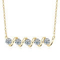 Sterling Silver Wave Waist Pendant Necklace with Moissanite for Women-0-3