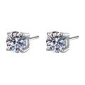 wholesale PT950 Plated S925 Pure Silver Four-Prong Moissanite Earrings for Women, Simulated Diamond Ear Jewelry-0-4