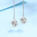 wholesale PT950 Platinum Plated S925 Silver Ear Thread with Moissanite Diamond Simulated Diamond Tassel Earrings-0-0