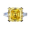 wholesale 925 silver jewelry live same-cut 12*12mm Asscher high-carbon diamond yellow diamond ring,ins-0-4