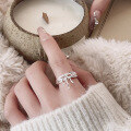 wholesale S925 Sterling Silver Bow Ribbon Ring, Adjustable Index Finger Ring, Niche, High-End Feel, Live Streaming Hit-0-0