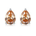 wholesale 925 Silver New Style 1 Carat VVS1 Colored Moissanite Pear-Shaped Earrings Cross-Border Hot Seller-0-2