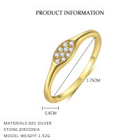 wholesale S925 Sterling Silver Geometric Square Star Ring With Shiny Zircon, Light Luxury, Versatile,。-K2052-Gold 7